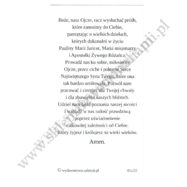 BŁ.PAULINA JARICOT - obrazek 7 x 13 cm - paczka 100 szt. - 60995