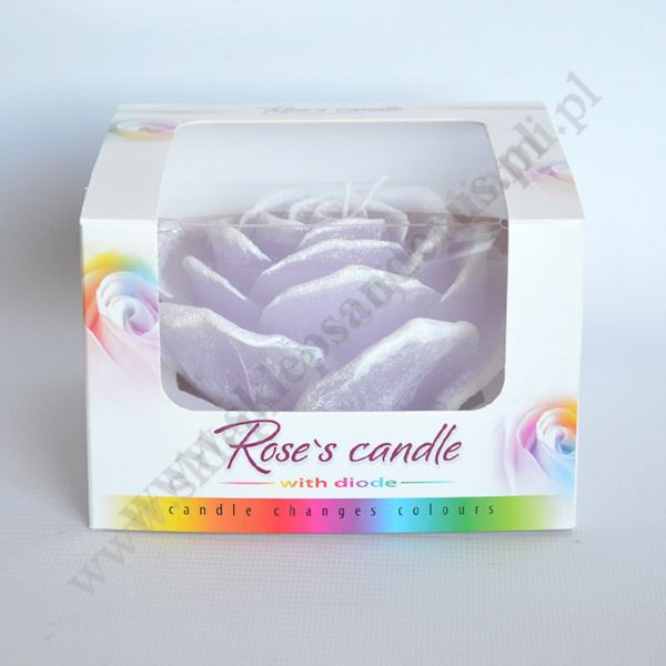 ŚWIECA RÓŻA Z DIODĄ - wys. 7 cm - mix kolorów - 2345