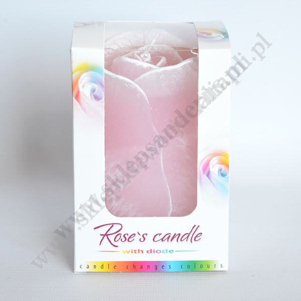 ŚWIECA RÓŻA Z DIODĄ - wys. 11.5 cm - mix kolorów - 50561