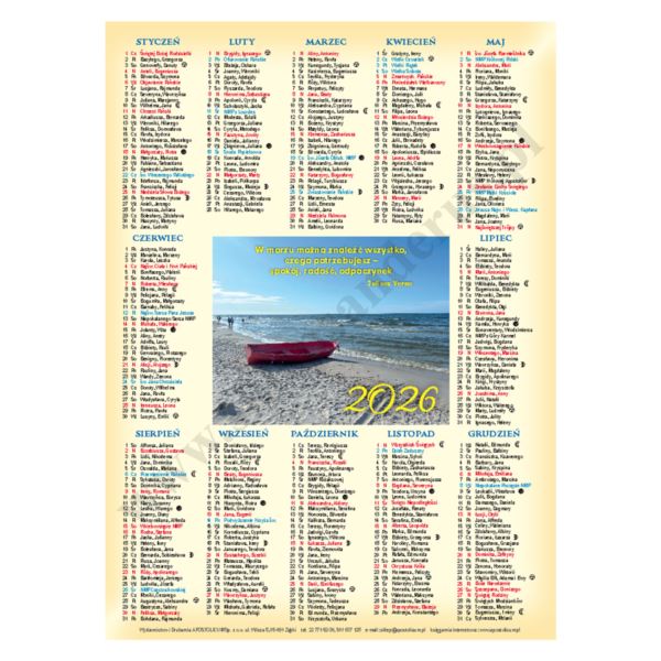KALENDARZ NA ROK 2026 - jednokartkowy - 59080