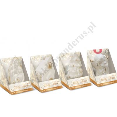 ŚWIECA ŚWIĄTECZNA - wys. 8 cm - mix wzorów - 83949