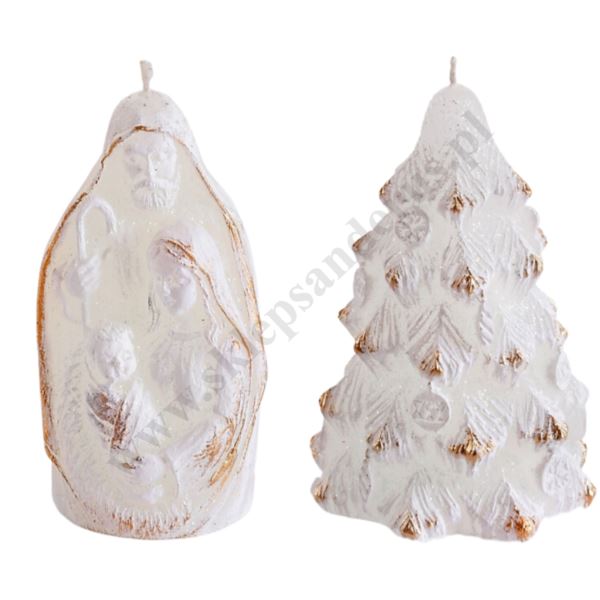 ŚWIECA ŚWIĄTECZNA - wys. 8 cm - mix wzorów - 83949