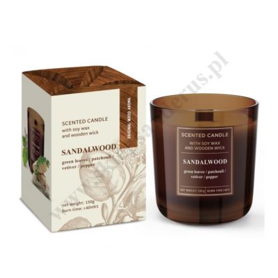 ŚWIECA ZAPACHOWA W SZKLE - ZAPACH SANDALWOOD LUB CEDARWOOD -50804