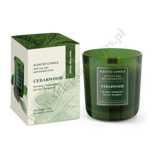 ŚWIECA ZAPACHOWA W SZKLE - ZAPACH SANDALWOOD LUB CEDARWOOD -50804