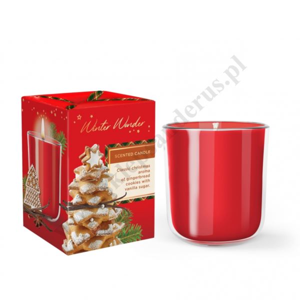 ŚWIECA ZAPACHOWA W SZKLE - wys. 8.7 cm - mix wzorów - 65166