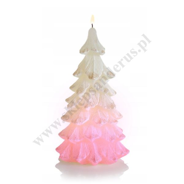 ŚWIECA CHOINKA Z DIODĄ - wys. 20 cm - mix wzorów - 50347
