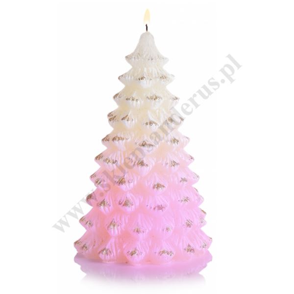 ŚWIECA CHOINKA Z DIODĄ - wys. 22 cm - mix kolorów -  76831