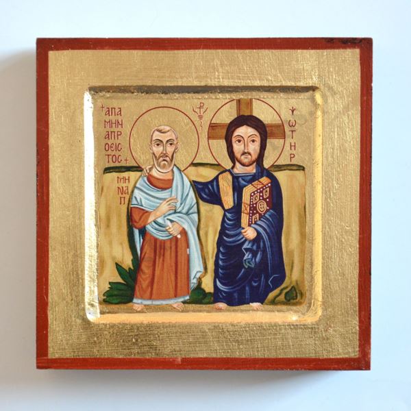 IKONA PRZYJAŹNI - CHRYSTUS I ŚW.MENAS - ikona 14 x 14 cm - 30049