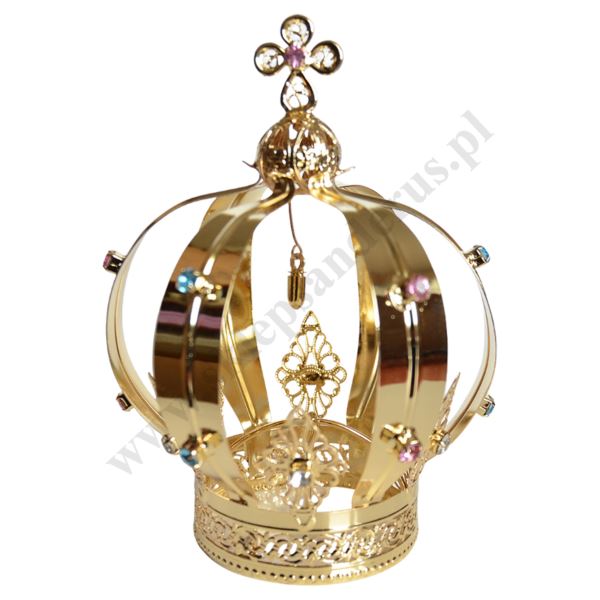 KORONA METALOWA POZŁACANA - wys. 15.5 cm - 0489