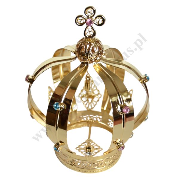 KORONA METALOWA POZŁACANA - wys. 15.5 cm - 0489