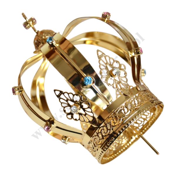 KORONA METALOWA POZŁACANA - wys. 15.5 cm - 0489