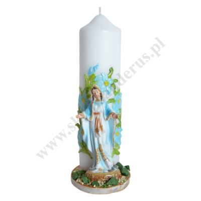 ŚWIECA Z FIGURKĄ MATKI BOŻEJ NIEPOKALANEJ - wys. 24 cm - 61450