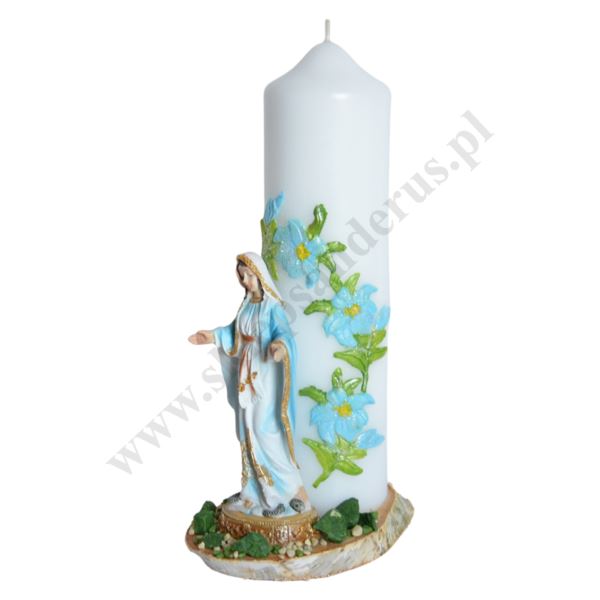 ŚWIECA Z FIGURKĄ MATKI BOŻEJ NIEPOKALANEJ - wys. 24 cm - 61450
