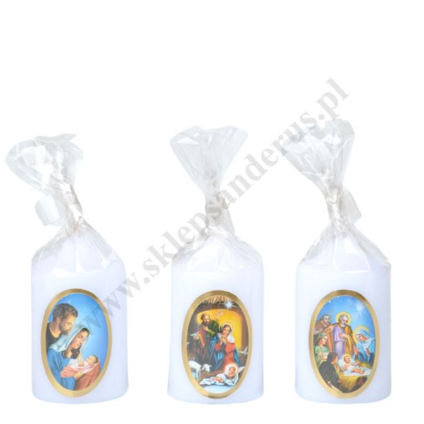 ŚWIECA BOŻONARODZENIOWA - wys. 7 cm - mix wzorów - 61454