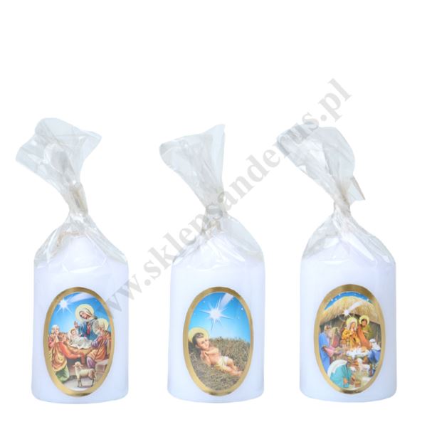 ŚWIECA BOŻONARODZENIOWA - wys. 7 cm - mix wzorów - 61454