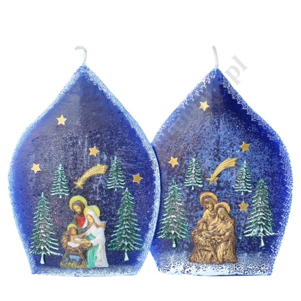 ŚWIECA ŁEZKA ŚWIĘTA RODZINA - mix wzorów - wys. 17 cm - 61747