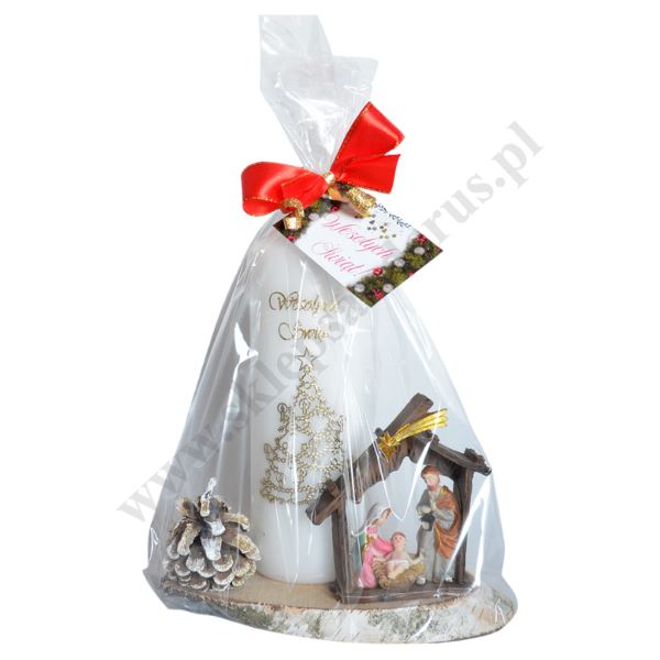 ŚWIECA BOŻONARODZENIOWA - wys. 21 cm - mix wzorów - 68653