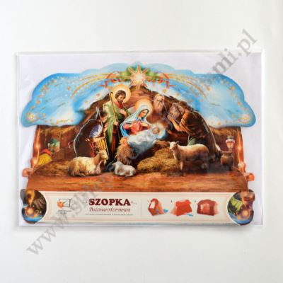 SZOPKA TRÓJWYMIAROWA Z ŻYCZENIAMI I KOPERTĄ - mix wzorów - 73331