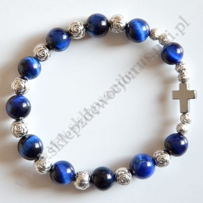 DZIESIĄTKA RÓŻAŃCA TYGRYSIE OKO NIEBIESKIE - bransoletka - 83743