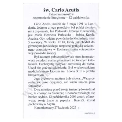 ŚW. CARLO ACUTIS - obrazek 6.5 x 10 cm - paczka 100 szt. - 50058