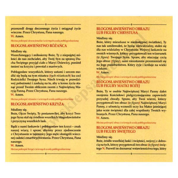 OBRZĘDY BŁOGOSŁAWIEŃSTW RÓŻNYCH PRZEDMIOTÓW WYRAŻAJĄCYH POBOŻNOŚĆ - 6535