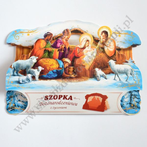 SZOPKA PRZESTRZENNA Z ŻYCZENIAMI I KOPERTĄ - mix wzorów - 2993