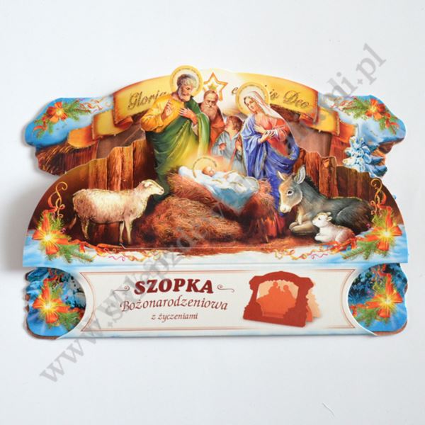 SZOPKA PRZESTRZENNA Z ŻYCZENIAMI I KOPERTĄ - mix wzorów - 2993