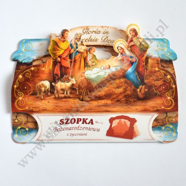 SZOPKA PRZESTRZENNA Z ŻYCZENIAMI I KOPERTĄ - mix wzorów - 2993