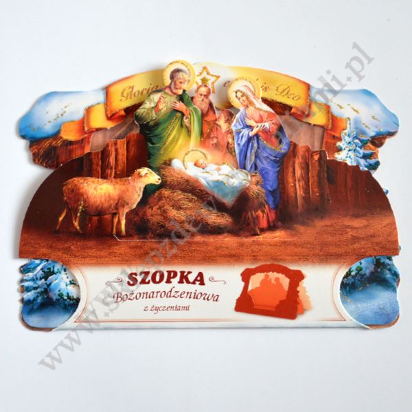 SZOPKA PRZESTRZENNA Z ŻYCZENIAMI I KOPERTĄ - mix wzorów - 2993