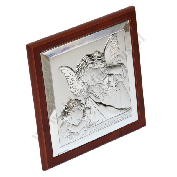 ANIOŁ STRÓŻ - OBRAZEK SREBRNY 14 x 14 cm - 6430/2XWM