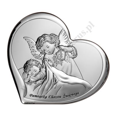 ANIOŁ STRÓŻ - OBRAZEK SREBRNY 8 x 7.3 cm - 6449/1