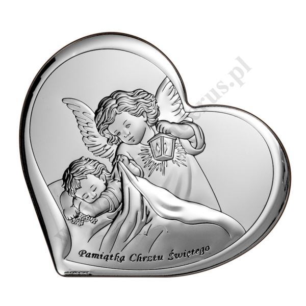 ANIOŁ STRÓŻ - OBRAZEK SREBRNY 8 x 7.3 cm - 6449/1