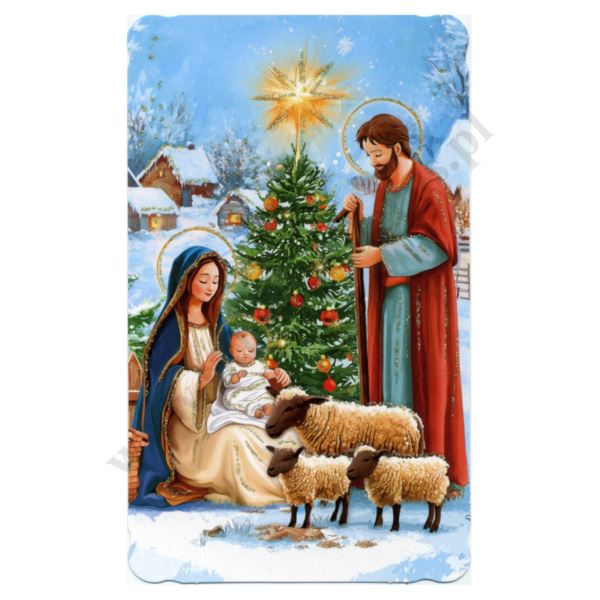 OBRAZEK KOLĘDOWY BROKAT - format 8.9 x 14.7 cm - PACZKA 100 szt. - 73348