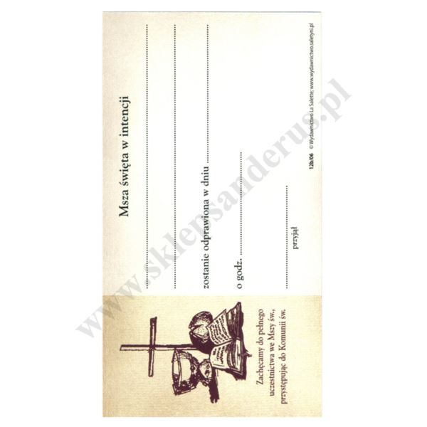 JEZU UFAM TOBIE - INTENCJE MSZY ŚWIĘTEJ -  obrazek 7 x 13 cm - paczka 100 szt. - 78936