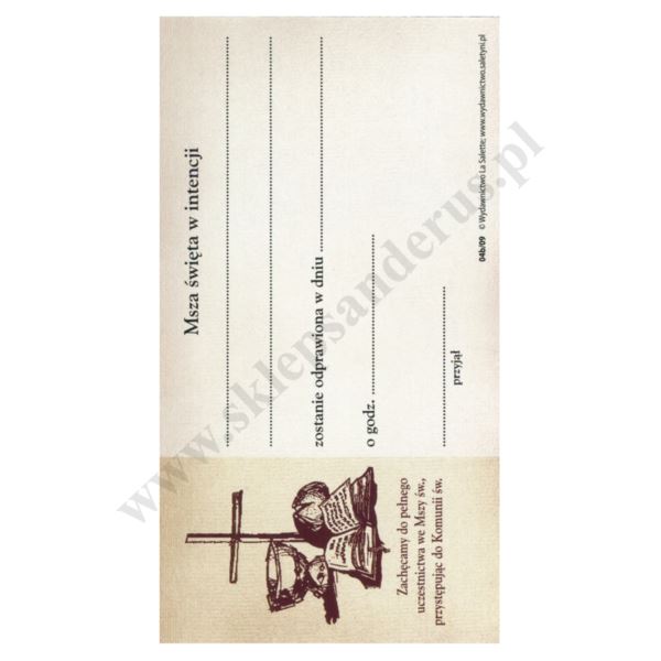 INTENCJE MSZY ŚWIĘTEJ - obrazek 7 x 13 cm - paczka 100 szt. - 78972