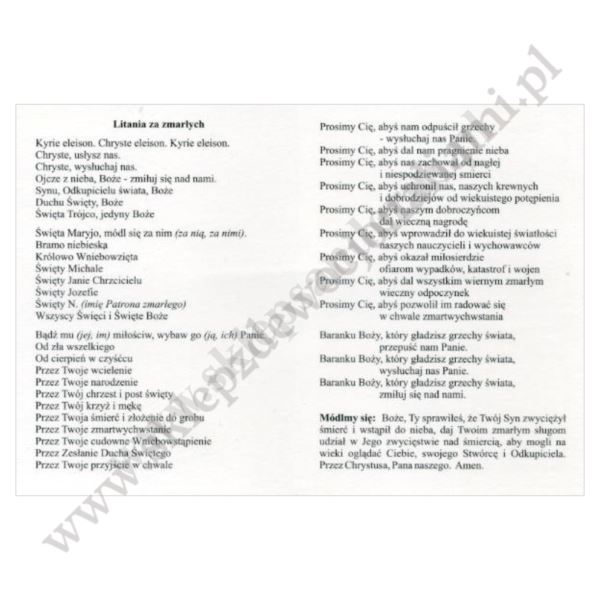 LITANIA I KORONKA ZA ZMARŁYCH