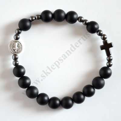 DZIESIĄTEK RÓŻAŃCA - bransoletka onyks matowy - 72576