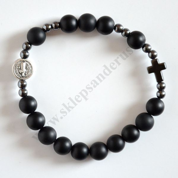 DZIESIĄTEK RÓŻAŃCA - bransoletka onyks matowy - 72576