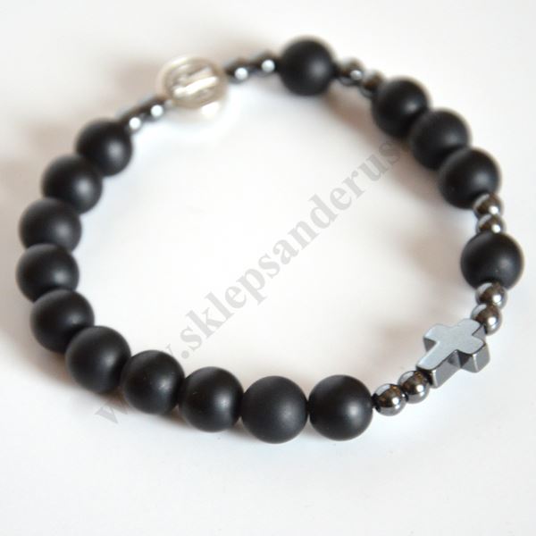 DZIESIĄTEK RÓŻAŃCA - bransoletka onyks matowy - 72576