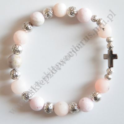 DZIESIĄTKA RÓŻAŃCA OPAL RÓŻOWY - bransoletka - 83670