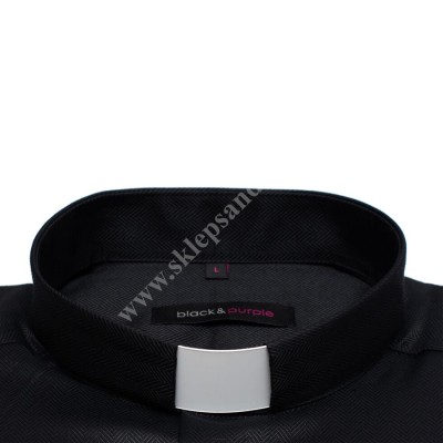 KOSZULA KAPŁAŃSKA - DŁUGI RĘKAW CZARNY - 100% BAWEŁNY