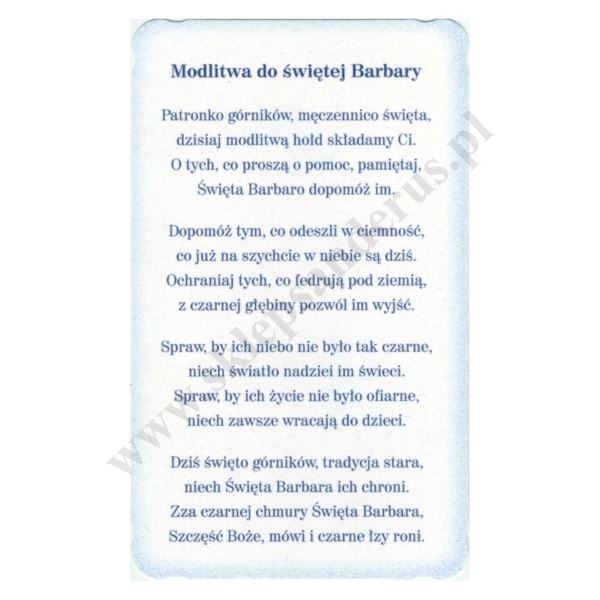 ŚWIĘTA BARBARA - obrazek 6.2 x 10.4 cm - paczka 100 szt. - 69384