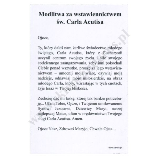 ŚW. CARLO ACUTIS - obrazek 6.5 x 10 cm - paczka 100 szt. - 3056