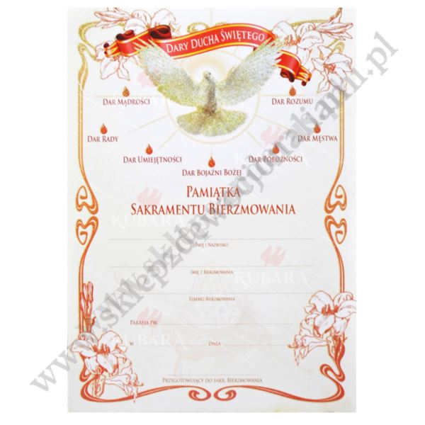 PAMIĄTKA BIERZMOWANIA - format 15.5 x 22 cm - 9839