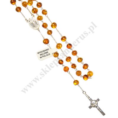 RÓŻANIEC BURSZTYN NA SREBRZE - 0867