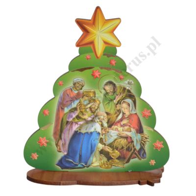 BOŻONARODZENIOWA CHOINKA - dekoracyjny stojaczek - wys. 11.5 cm - mix wzorów - 38636