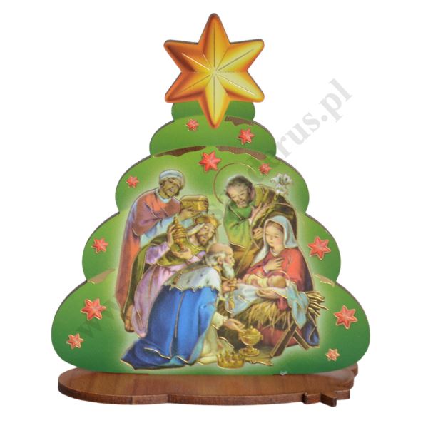 BOŻONARODZENIOWA CHOINKA - dekoracyjny stojaczek - wys. 11.5 cm - mix wzorów - 38636
