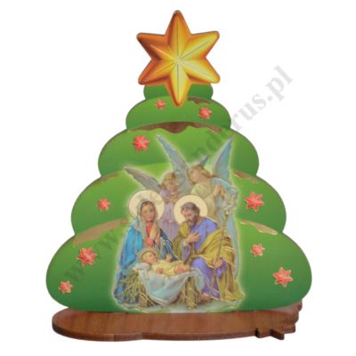 BOŻONARODZENIOWA CHOINKA - dekoracyjny stojaczek - wys. 11.5 cm - mix wzorów - 38636