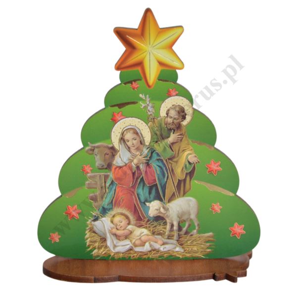 BOŻONARODZENIOWA CHOINKA - dekoracyjny stojaczek - wys. 11.5 cm - mix wzorów - 38636