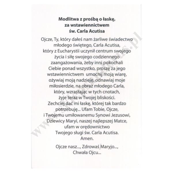ŚW. CARLO ACUTIS - obrazek 10 x 15 cm - POCZTÓWKA - paczka 100 szt. - 83968